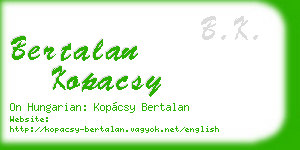 bertalan kopacsy business card